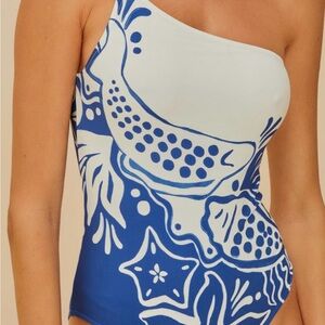 Farm Rio River Nature One Shoulder One Piece Swimsuit NWT